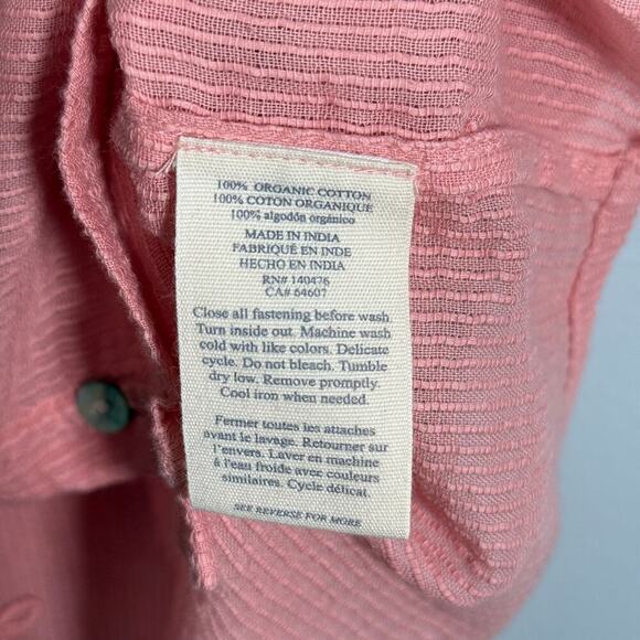 Faherty Willa Sleeveless Boho Blouse Tank Top Rosette Pink Womens L - Picture 8 of 11